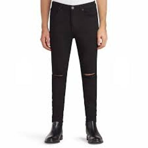Monfrere jeans $220 slim fit skinny five pocket denim black ripped knees size 31
